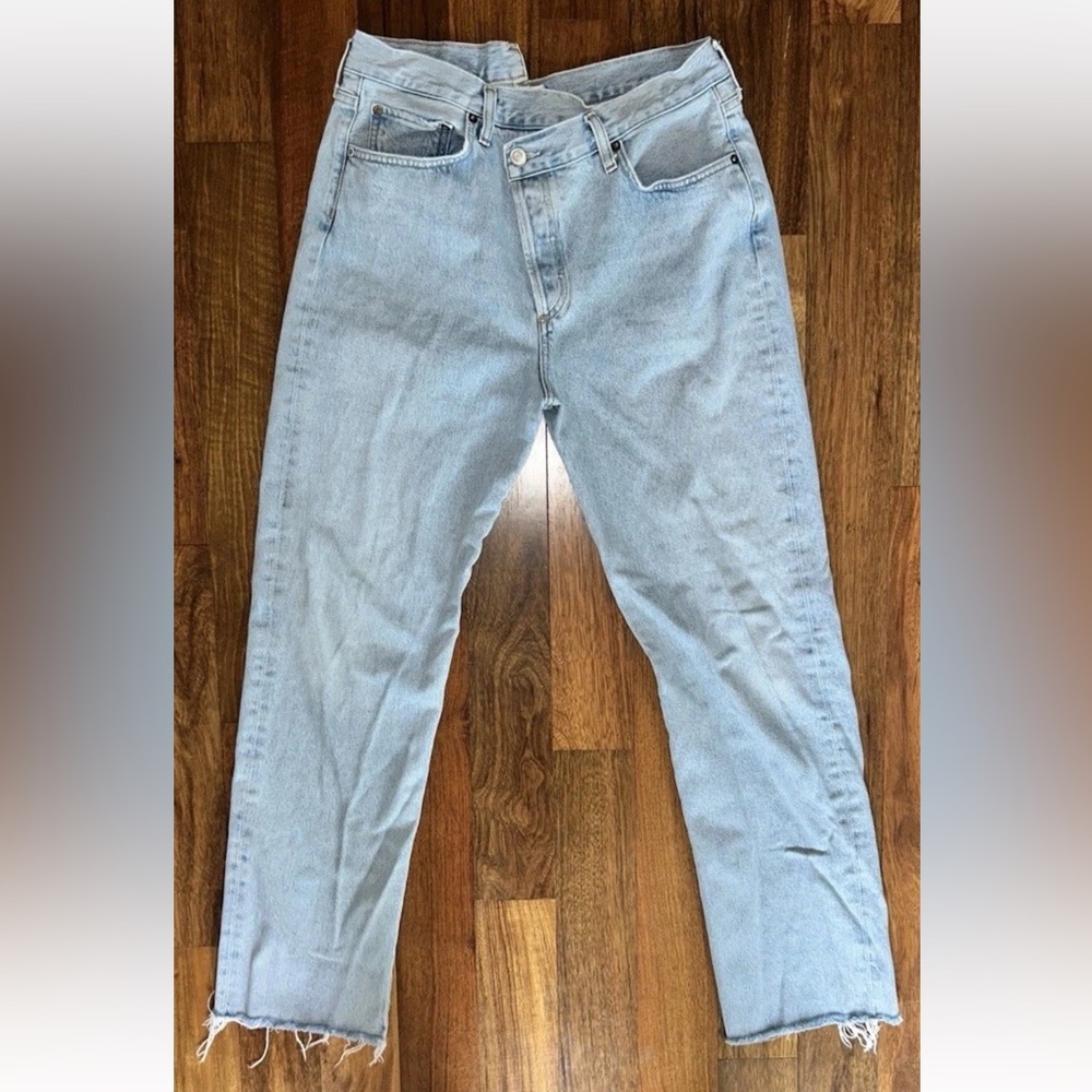 Agolde Criss-Cross Raw-Hem Straight-Leg Jeans, Organic Cotton - Picture 2 of 7